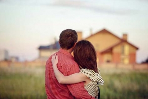 Couple looking at house